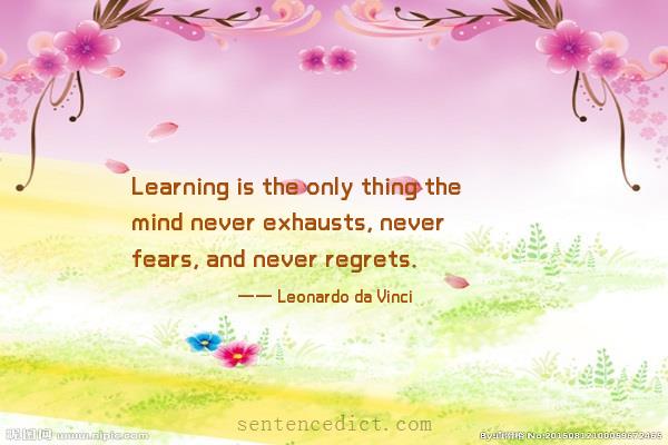Good sentence's beautiful picture_Learning is the only thing the mind never exhausts, never fears, and never regrets.