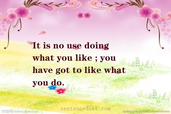 Good sentence's beautiful picture_It is no use doing what you like ; you have got to like what you do.
