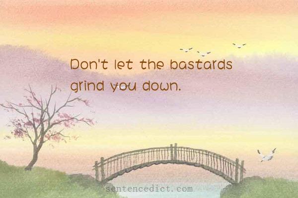 Good sentence's beautiful picture_Don't let the bastards grind you down.