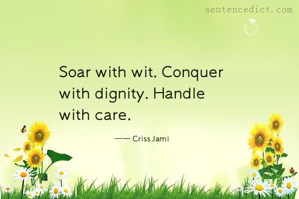 Good sentence's beautiful picture_Soar with wit. Conquer with dignity. Handle with care.