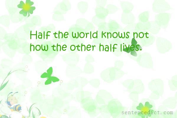 Good sentence's beautiful picture_Half the world knows not how the other half lives.