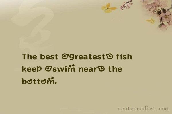 Good sentence's beautiful picture_The best [greatest] fish keep [swim near] the bottom.