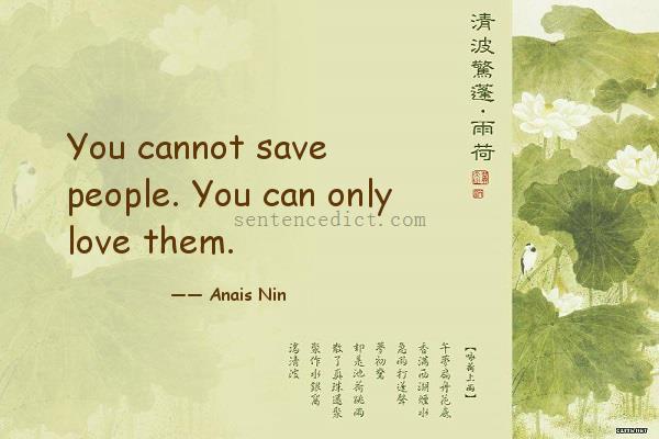 Good sentence's beautiful picture_You cannot save people. You can only love them.