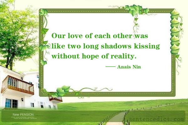 Good sentence's beautiful picture_Our love of each other was like two long shadows kissing without hope of reality.