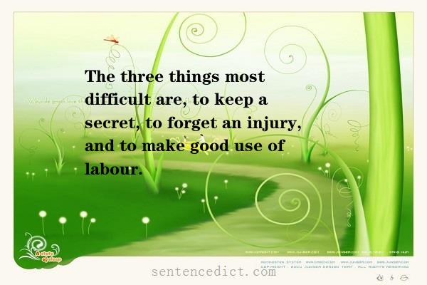 Good sentence's beautiful picture_The three things most difficult are, to keep a secret, to forget an injury, and to make good use of labour.
