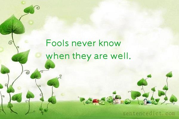 Good sentence's beautiful picture_Fools never know when they are well.