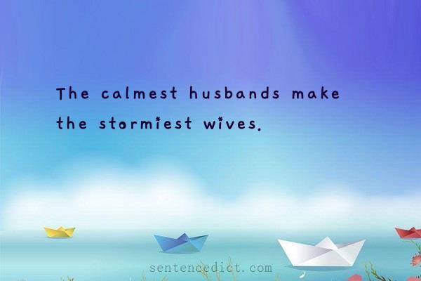 Good sentence's beautiful picture_The calmest husbands make the stormiest wives.
