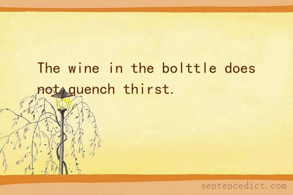 Good sentence's beautiful picture_The wine in the bolttle does not quench thirst.