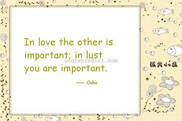 Good sentence's beautiful picture_In love the other is important; in lust you are important.