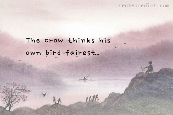 Good sentence's beautiful picture_The crow thinks his own bird fairest.