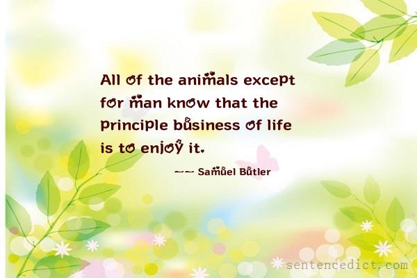 Good sentence's beautiful picture_All of the animals except for man know that the principle business of life is to enjoy it.