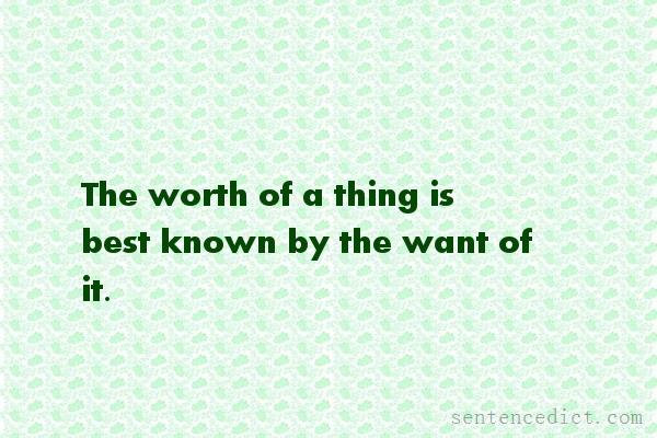 Good sentence's beautiful picture_The worth of a thing is best known by the want of it.