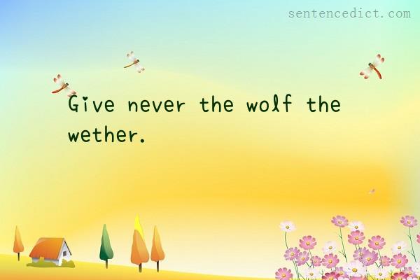 Good sentence's beautiful picture_Give never the wolf the wether.