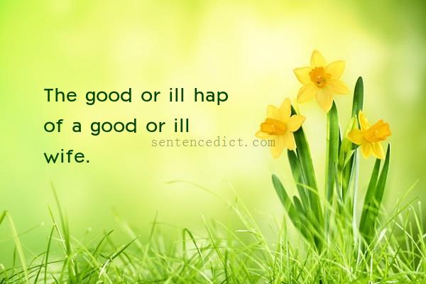 Good sentence's beautiful picture_The good or ill hap of a good or ill wife.