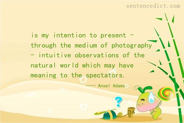 Good sentence's beautiful picture_is my intention to present - through the medium of photography - intuitive observations of the natural world which may have meaning to the spectators.
