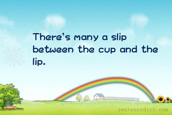 Good sentence's beautiful picture_There's many a slip between the cup and the lip.