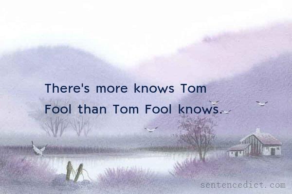 Good sentence's beautiful picture_There's more knows Tom Fool than Tom Fool knows.