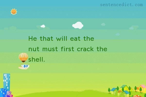 Good sentence's beautiful picture_He that will eat the nut must first crack the shell.