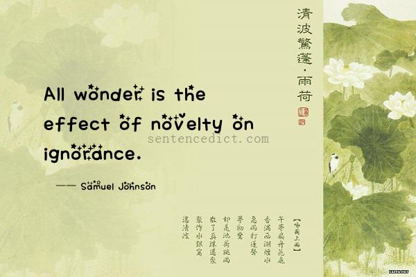 Good sentence's beautiful picture_All wonder is the effect of novelty on ignorance.