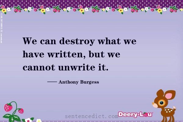 Good sentence's beautiful picture_We can destroy what we have written, but we cannot unwrite it.