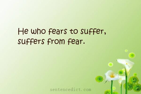 Good sentence's beautiful picture_He who fears to suffer, suffers from fear.
