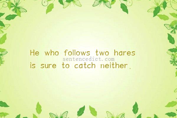 Good sentence's beautiful picture_He who follows two hares is sure to catch neither.