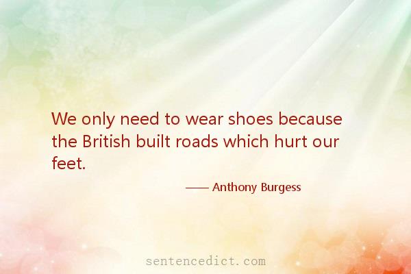 Good sentence's beautiful picture_We only need to wear shoes because the British built roads which hurt our feet.
