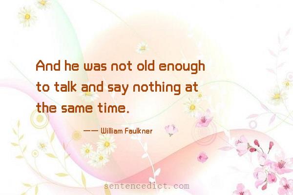 Good sentence's beautiful picture_And he was not old enough to talk and say nothing at the same time.